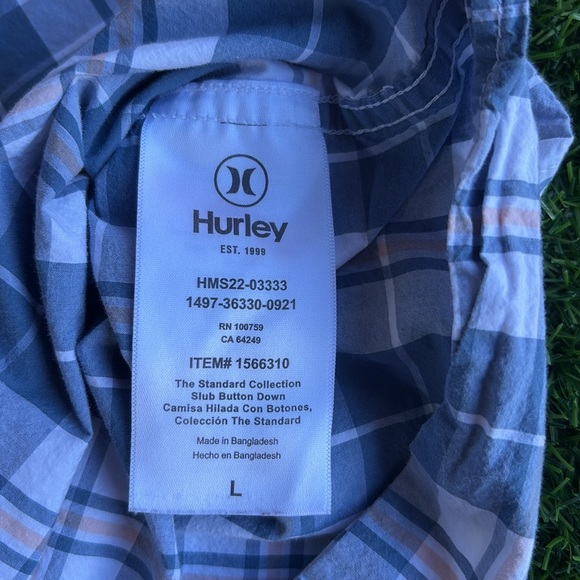 HURLEY Plaid Button Up Mens Shirt size large - Picture 7 of 8